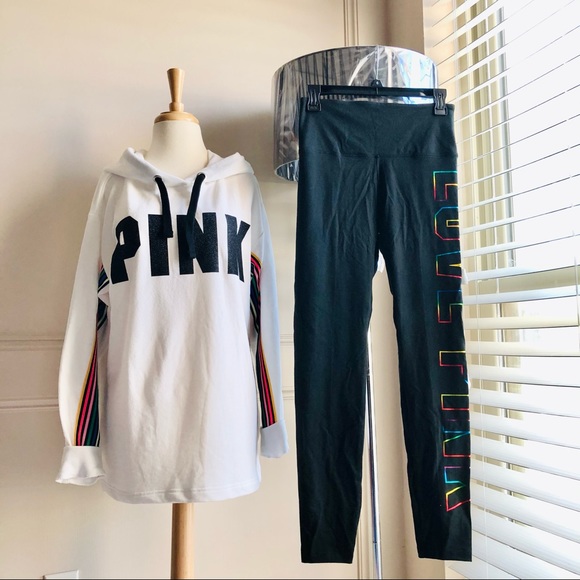 *RARE* VS PINK Rainbow Hoodie & Legging SET S/M - Picture 2 of 16